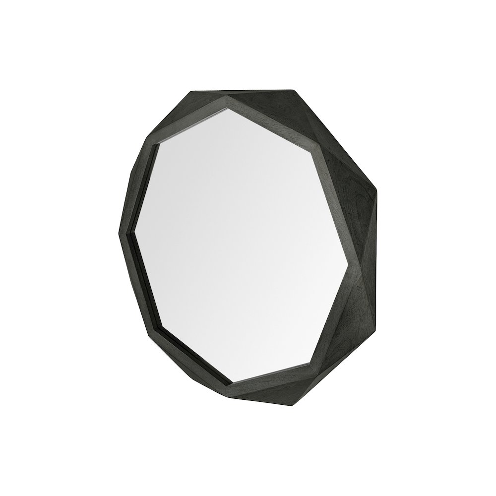 Aramis 32" Octagon Black Wood Frame Wall Mirror. Picture 1