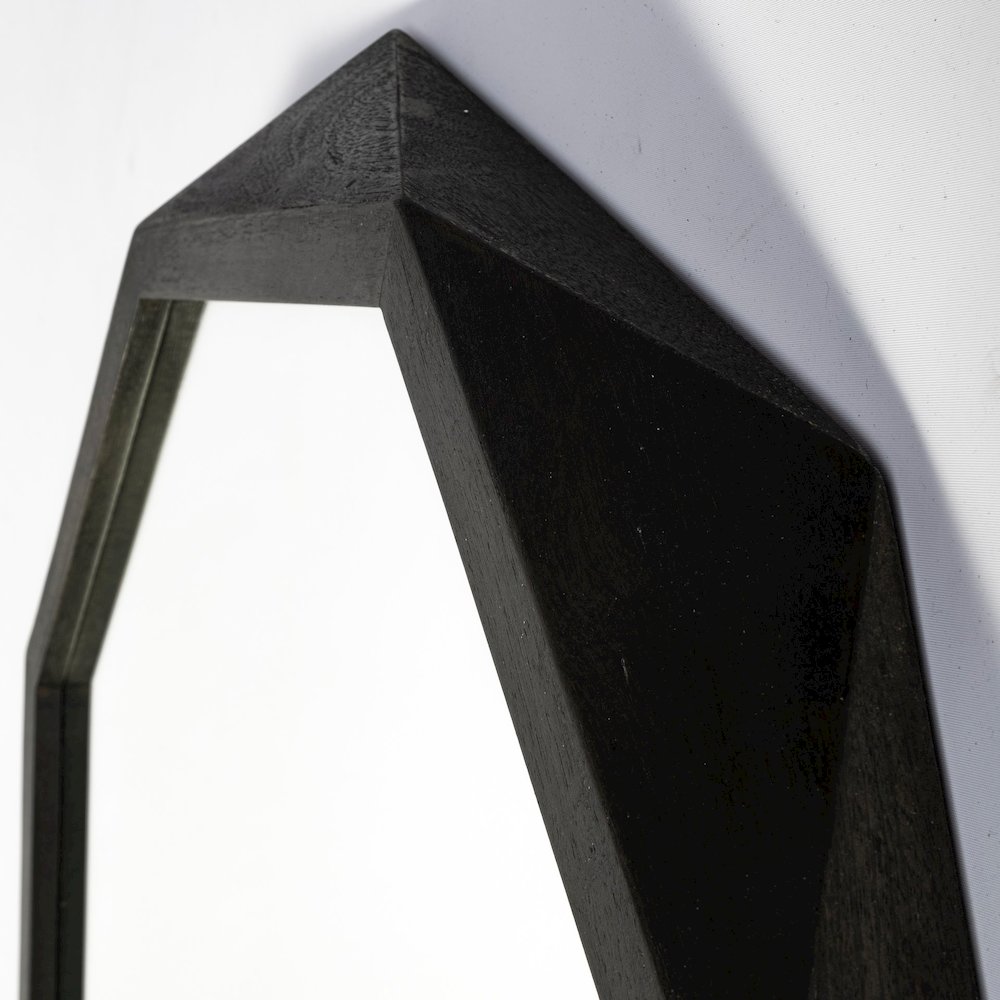 Aramis 32" Octagon Black Wood Frame Wall Mirror. Picture 5