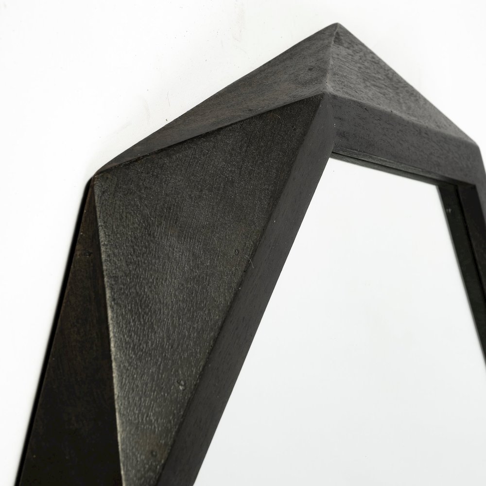 Aramis 32" Octagon Black Wood Frame Wall Mirror. Picture 6