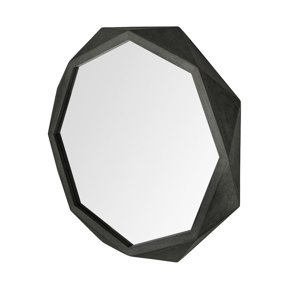 Aramis 41L x 41H Octagon Black Wood Frame Wall Mirror. Picture 1