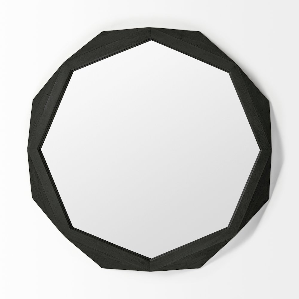 Aramis 41L x 41H Octagon Black Wood Frame Wall Mirror. Picture 3