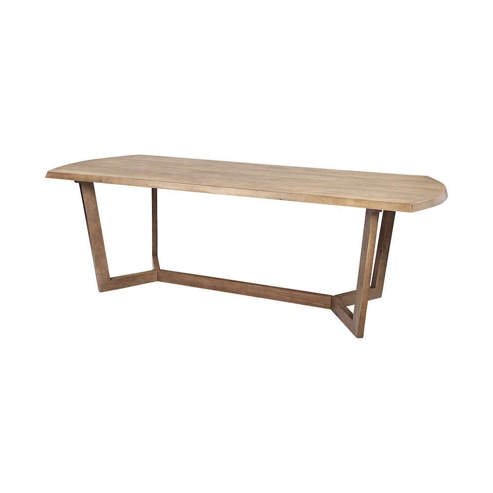 Denver 91.5x38 Rectangular Brown Solid Wood Top & Base Dining Table. Picture 1