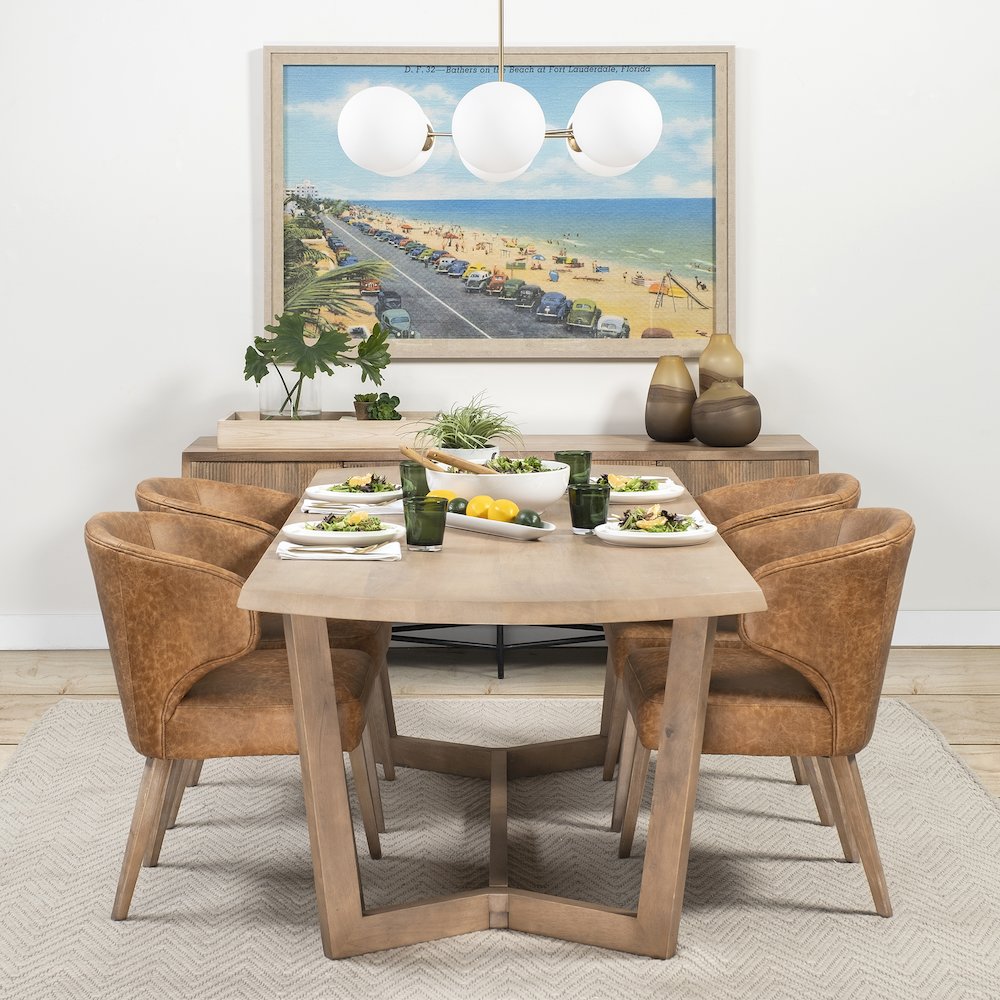 Denver 91.5x38 Rectangular Brown Solid Wood Top & Base Dining Table. Picture 5