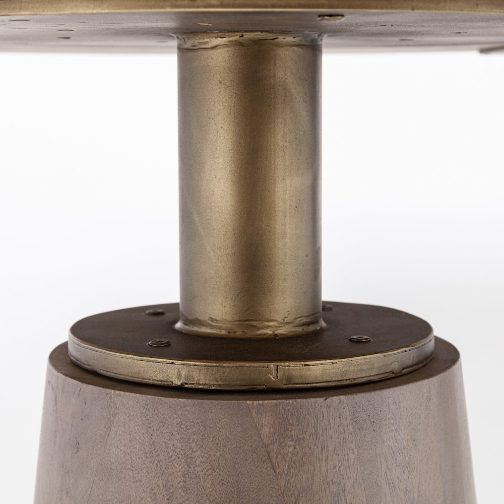 54" Round Brown Solid Wood Top Brown Wood/Gold Metal Base Dining Table. Picture 6