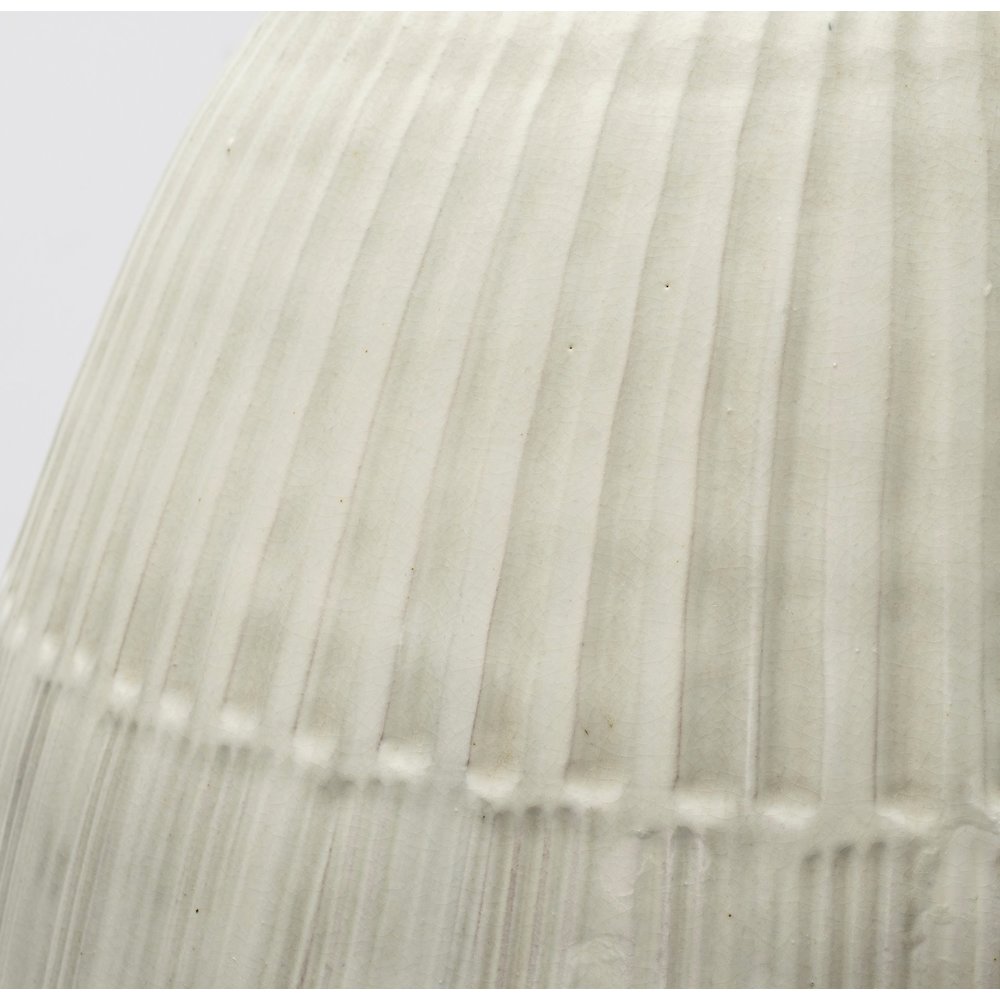 Reyan Large 28.5" Pearl White Ceramic Striped Vase. Picture 2