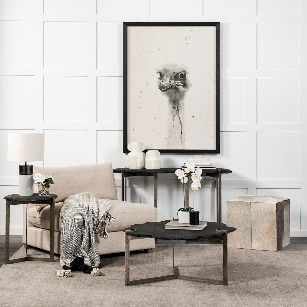 I50L X 20W Black Live-Edge Slate And Iron Console Table. Picture 3
