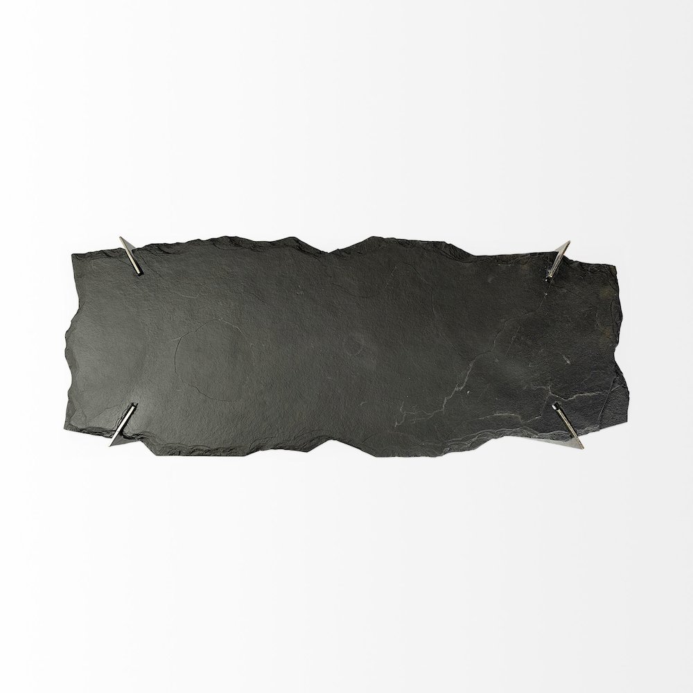 I50L X 20W Black Live-Edge Slate And Iron Console Table. Picture 7