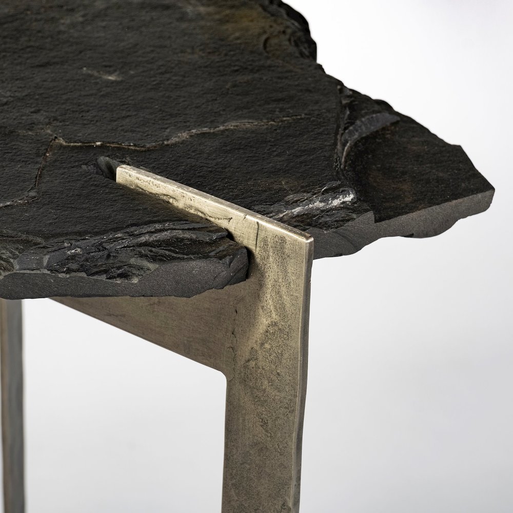 I50L X 20W Black Live-Edge Slate And Iron Console Table. Picture 8