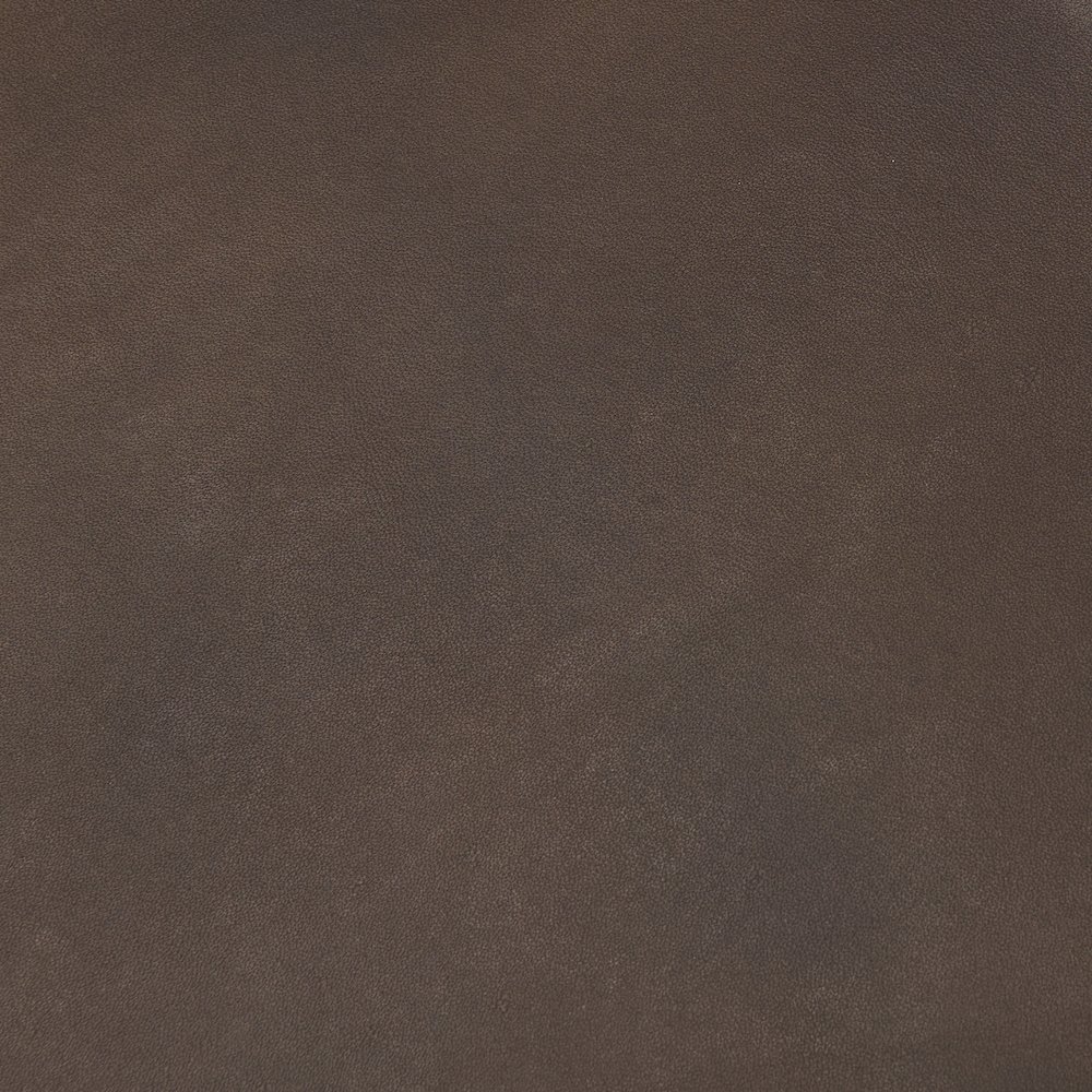 Minara 36" Square Brown Leather WrappedWood Base Ottoman. Picture 2