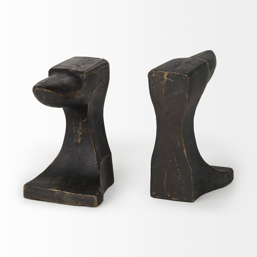 (Set Of 2) 12L X 4W Black With Gold Accents Anvil Shaped Bookends. Picture 5