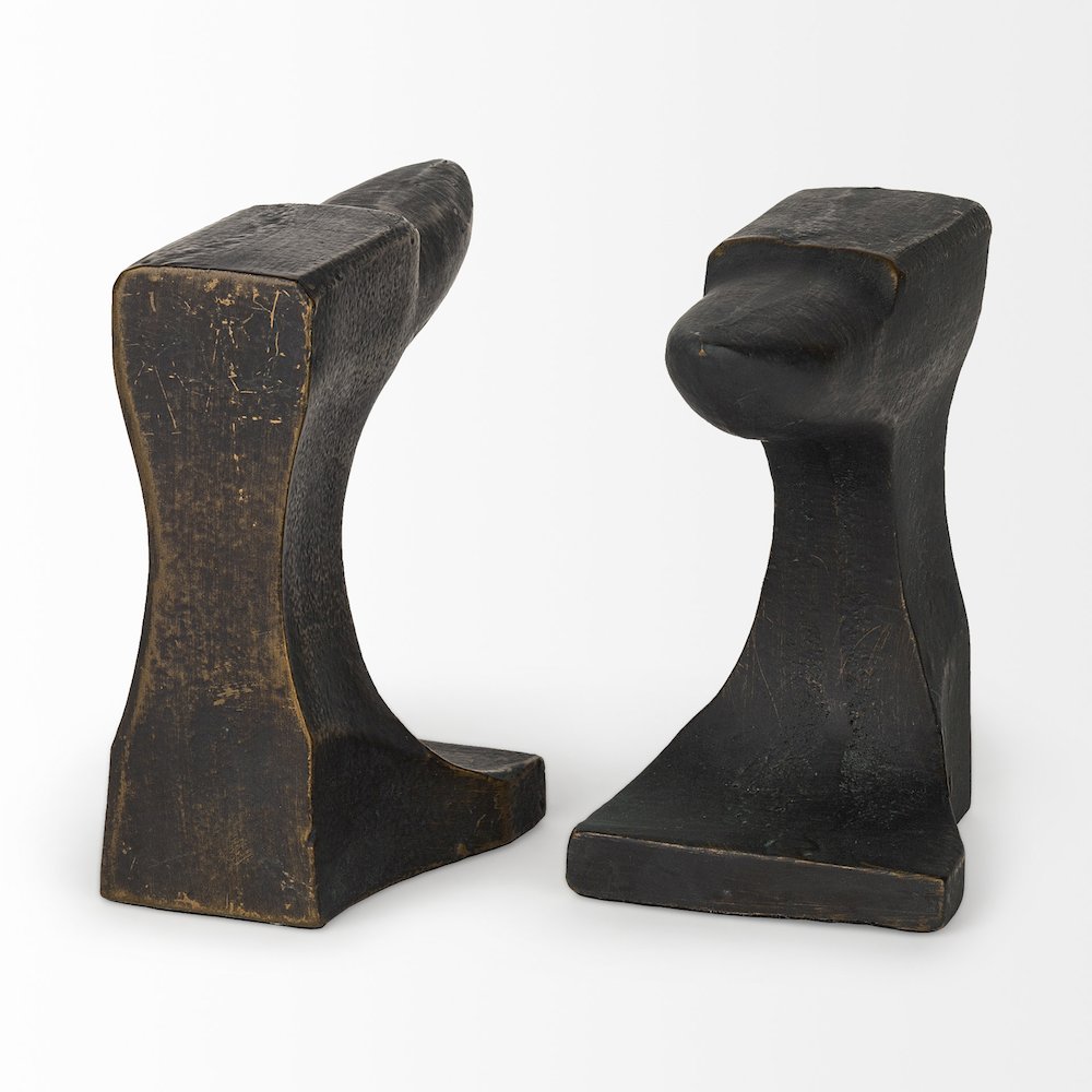 (Set Of 2) 12L X 4W Black With Gold Accents Anvil Shaped Bookends. Picture 6
