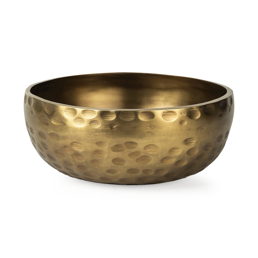 12L X 12W Gold Hammered Aluminum Bowl. Picture 1