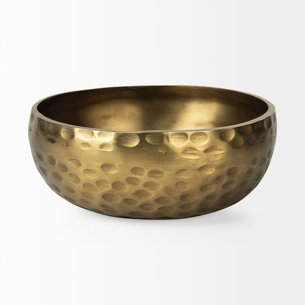 12L X 12W Gold Hammered Aluminum Bowl. Picture 6