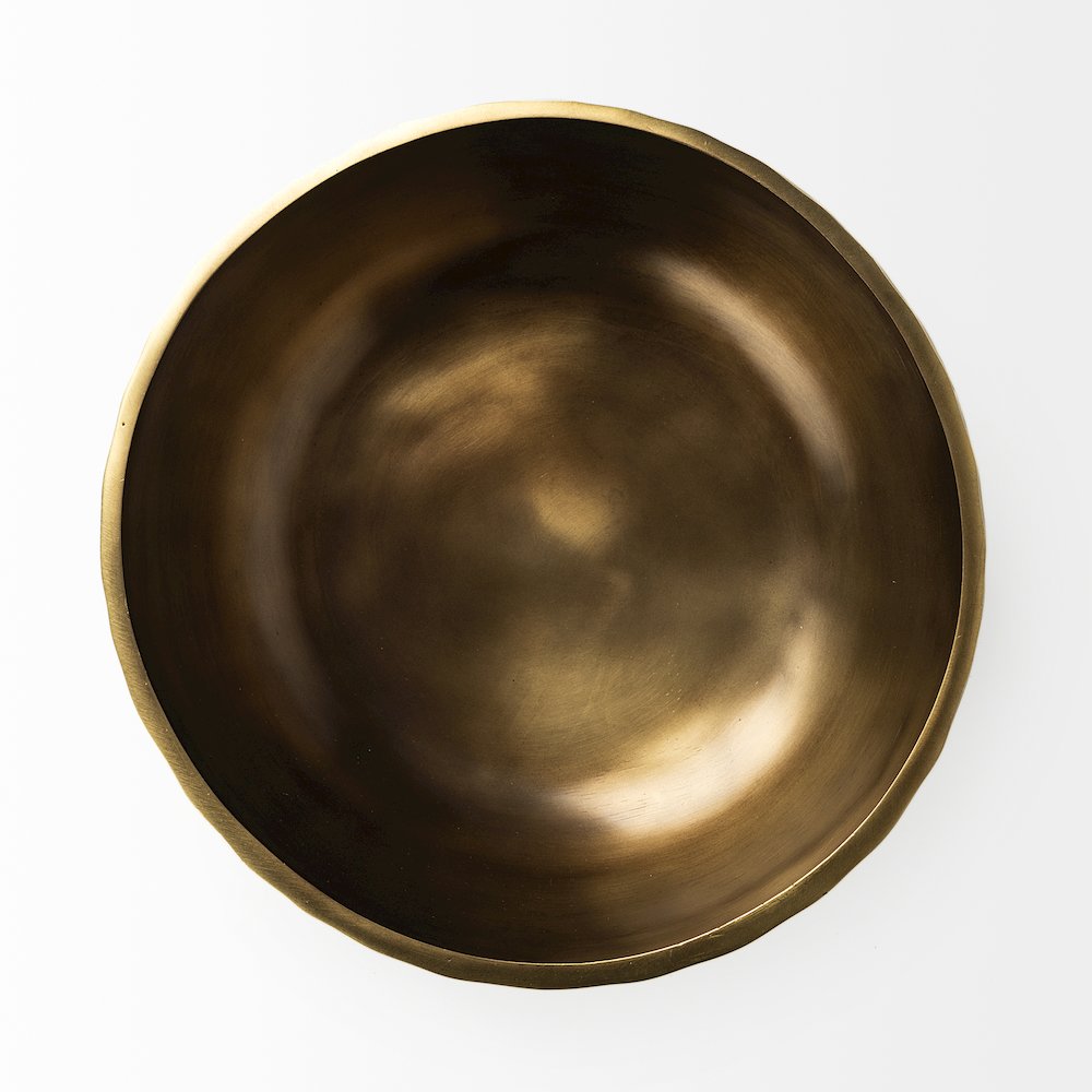12L X 12W Gold Hammered Aluminum Bowl. Picture 7