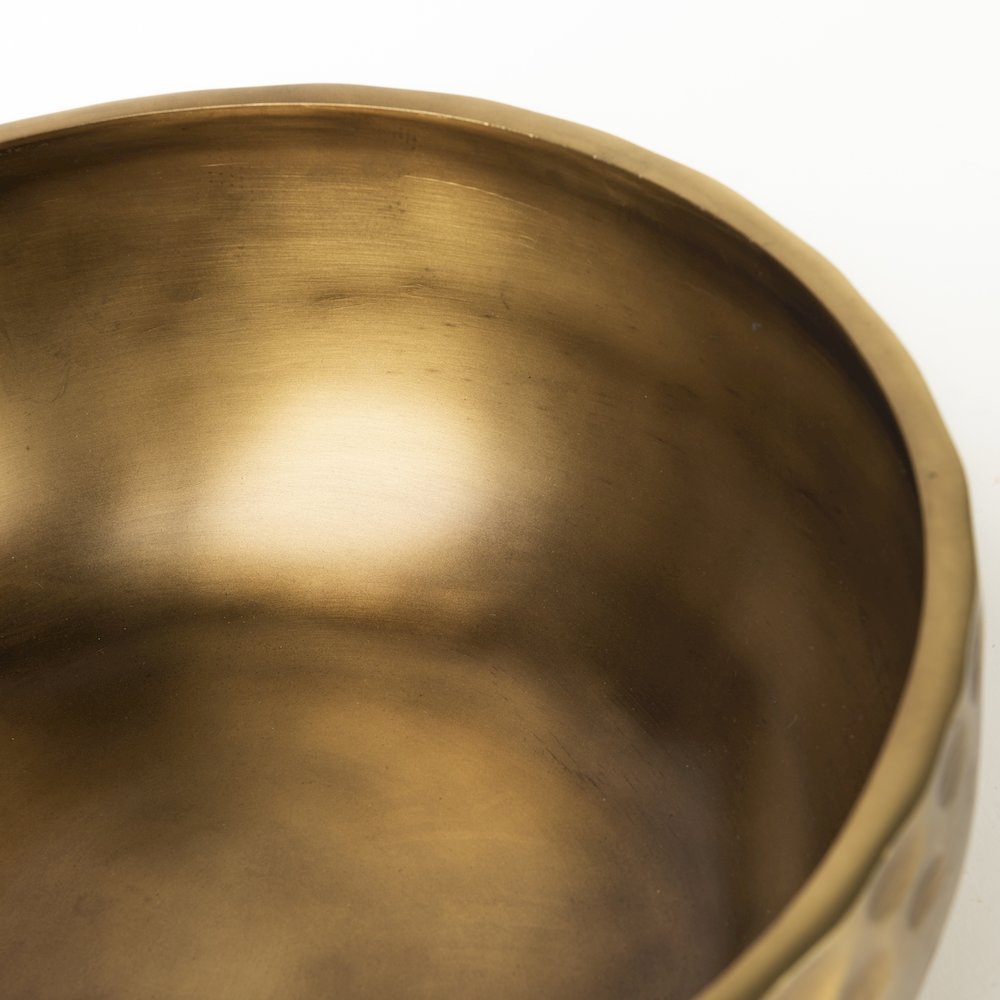 12L X 12W Gold Hammered Aluminum Bowl. Picture 9