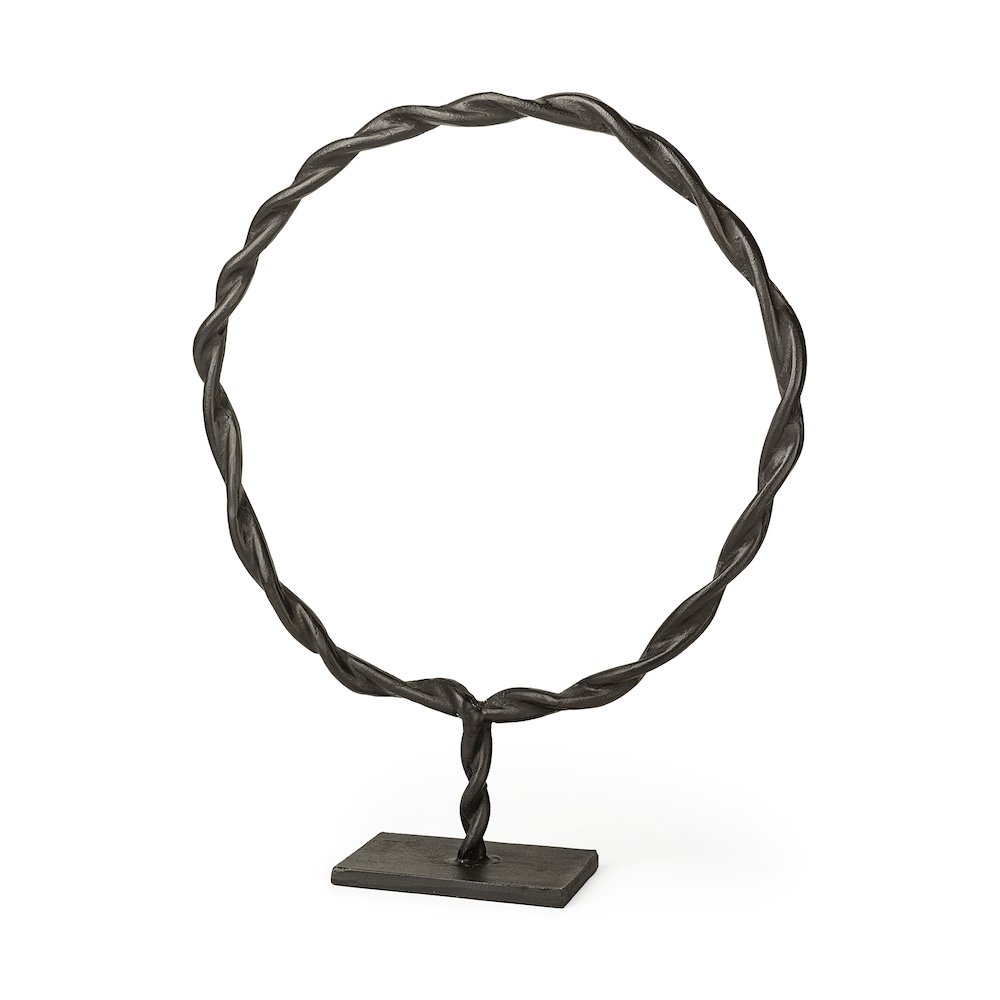 Rizwan (Large) Black Aluminum Braided Circular Object. Picture 1