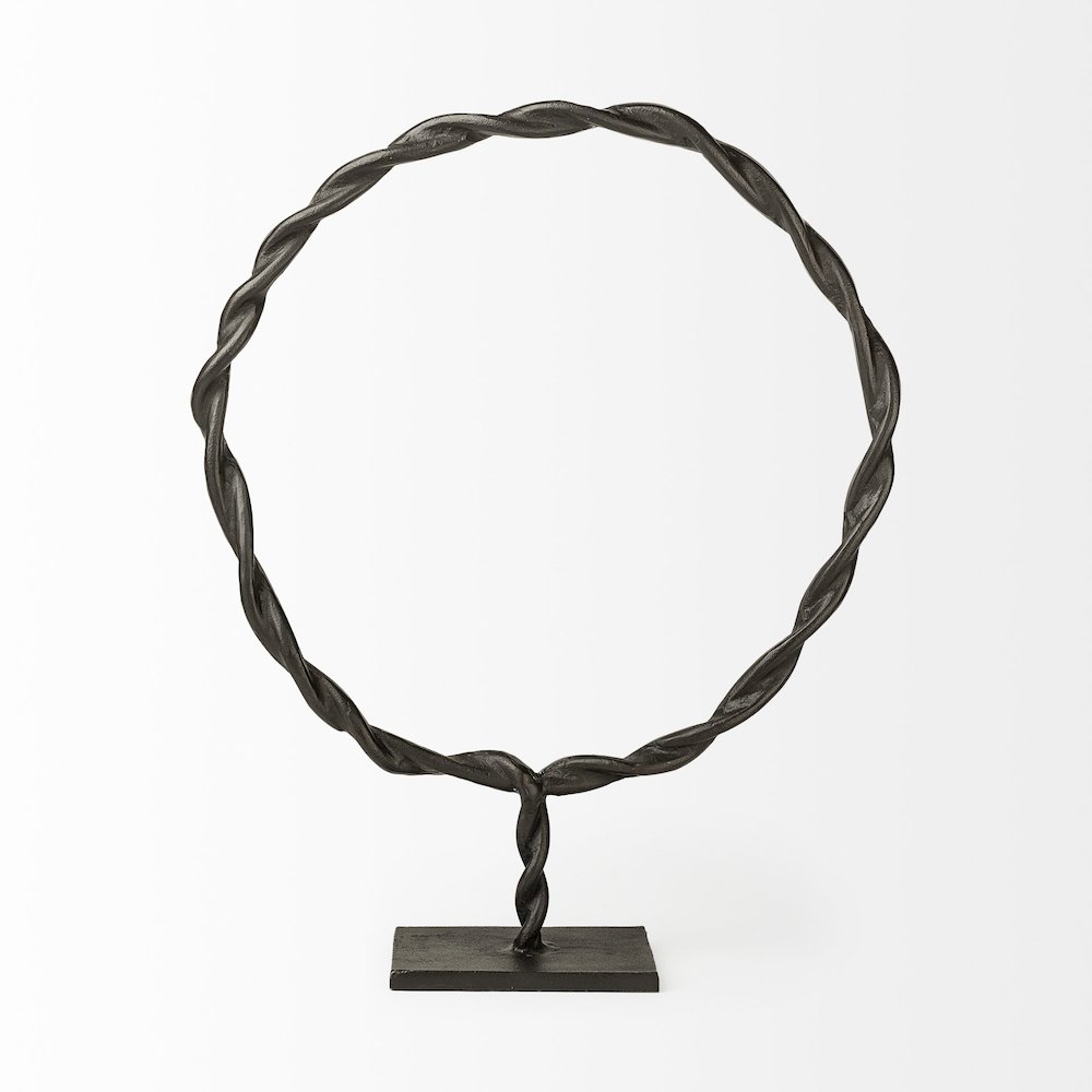 Rizwan (Large) Black Aluminum Braided Circular Object. Picture 3