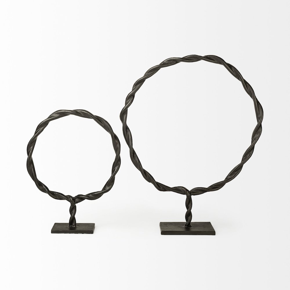 Rizwan (Large) Black Aluminum Braided Circular Object. Picture 5