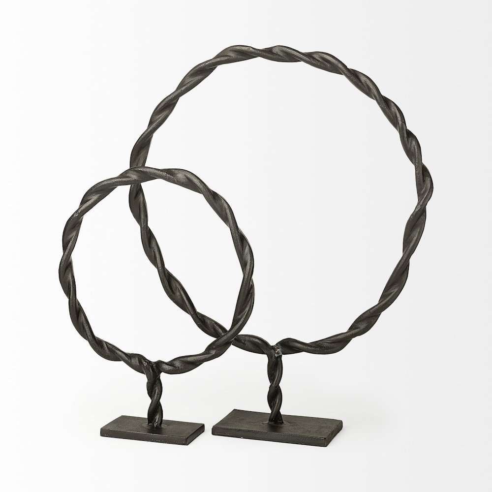 Rizwan (Large) Black Aluminum Braided Circular Object. Picture 6