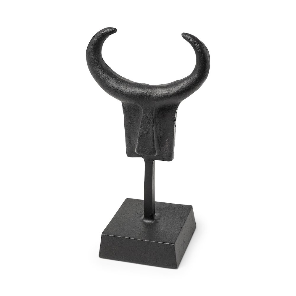 Caleb 4L x 5W Black Metal Tribal Figurine. Picture 1