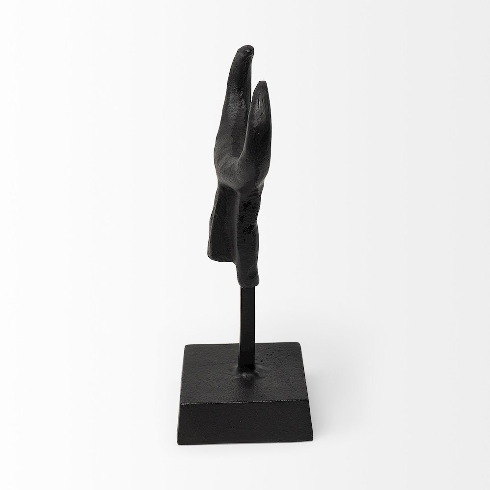 Caleb 4L x 5W Black Metal Tribal Figurine. Picture 5