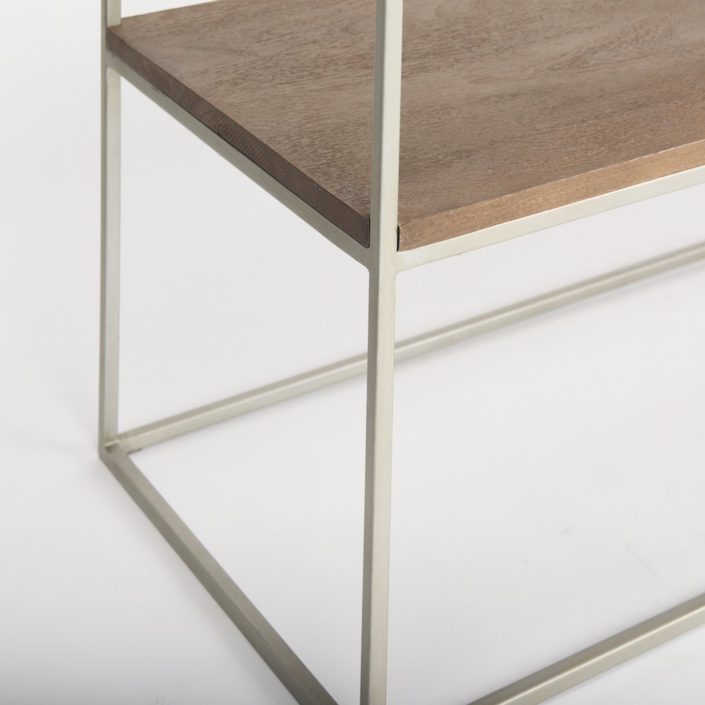 Brown Wood Silver Metal Frame 2 Drawer Console Table. Picture 4