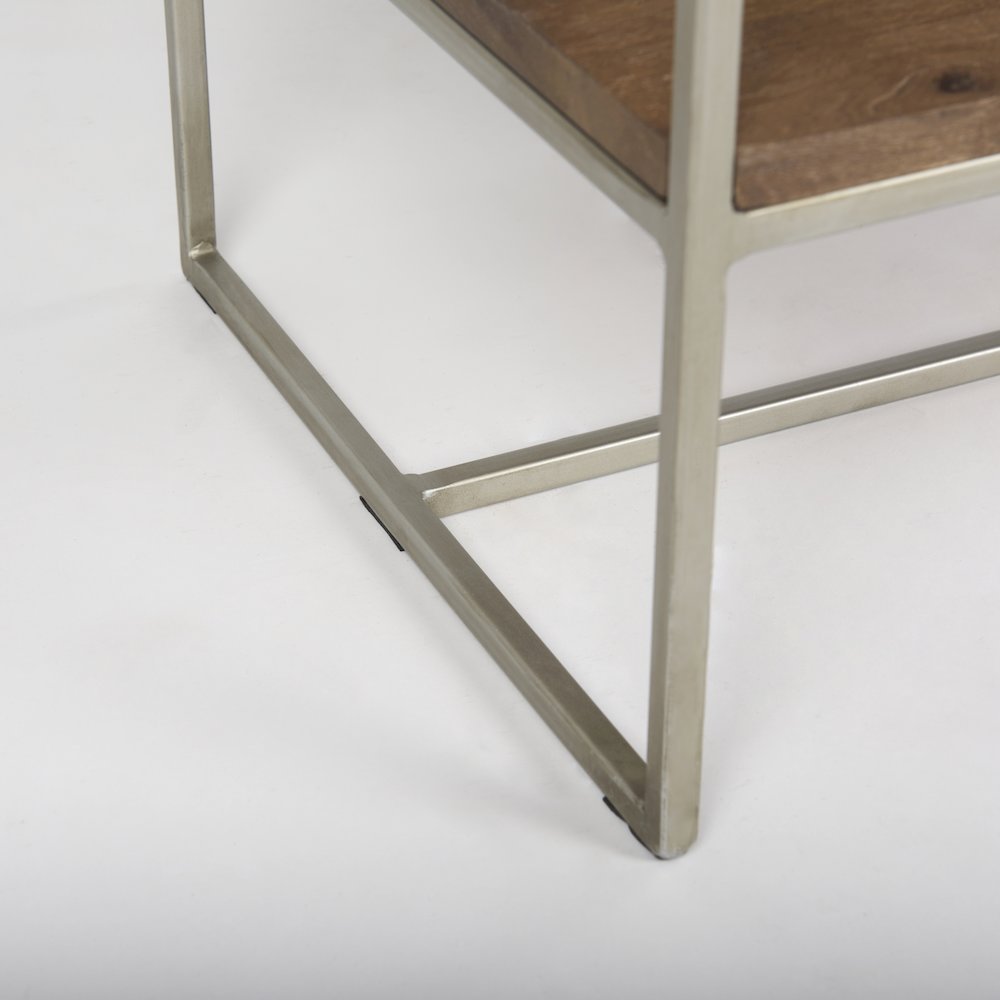 19.75 X 15 X 72.5 Brown Wood And Silver Metal Frame 4 Shelf Shelving Unit. Picture 4