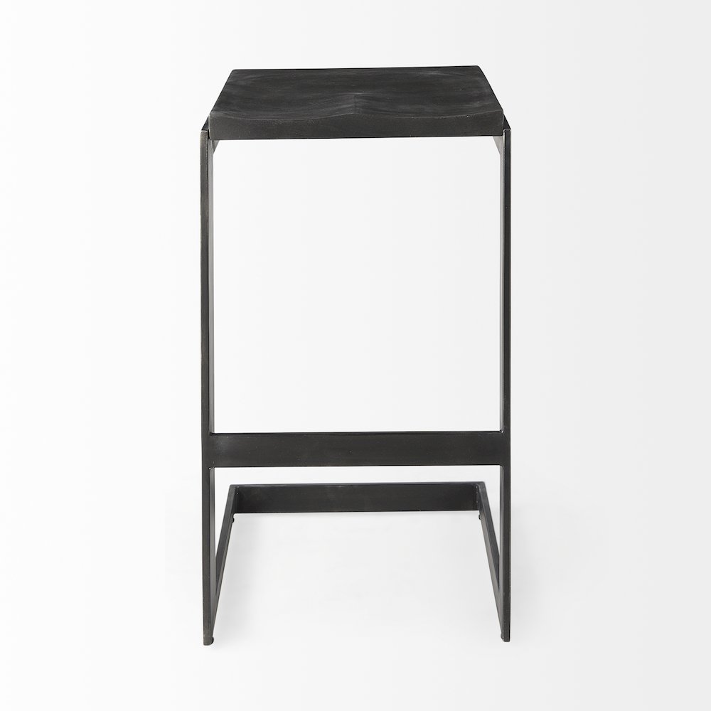 Black Wood Black Metal Base C-Shape Bar Stool. Picture 3