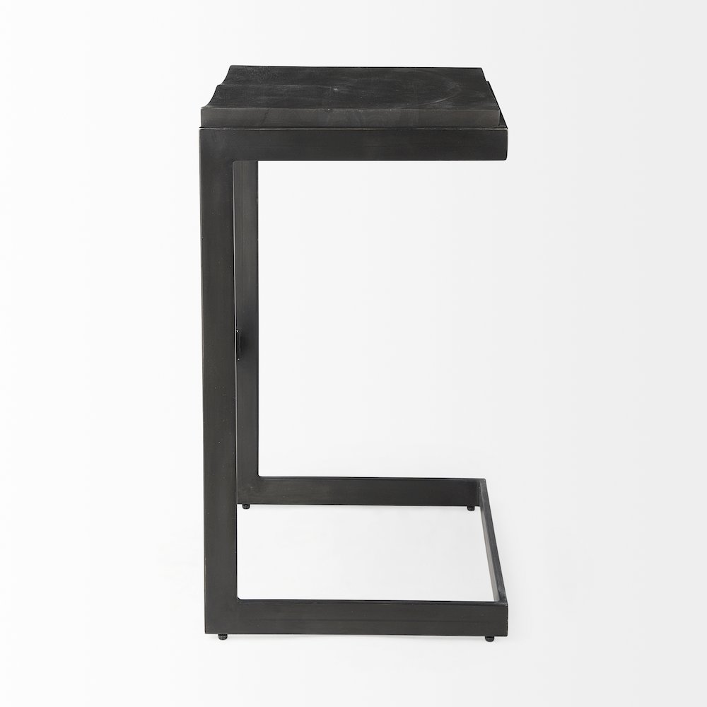 Black Wood Black Metal Base C-Shape Bar Stool. Picture 4