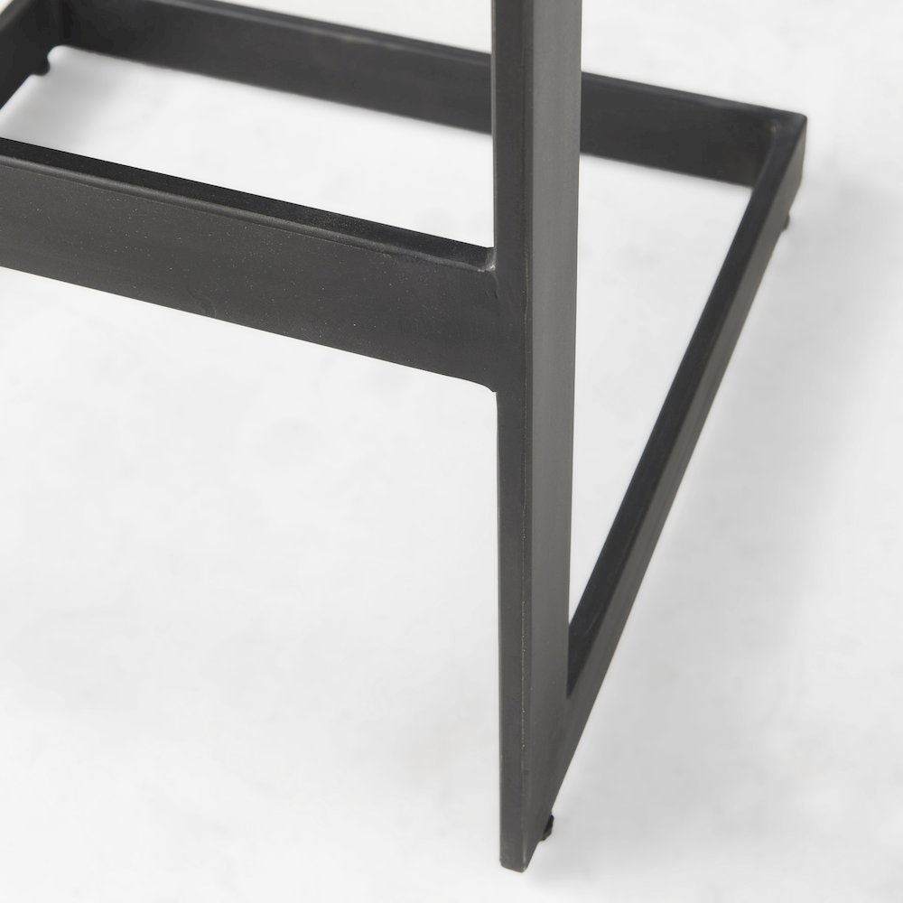 Black Wood Black Metal Base C-Shape Bar Stool. Picture 9