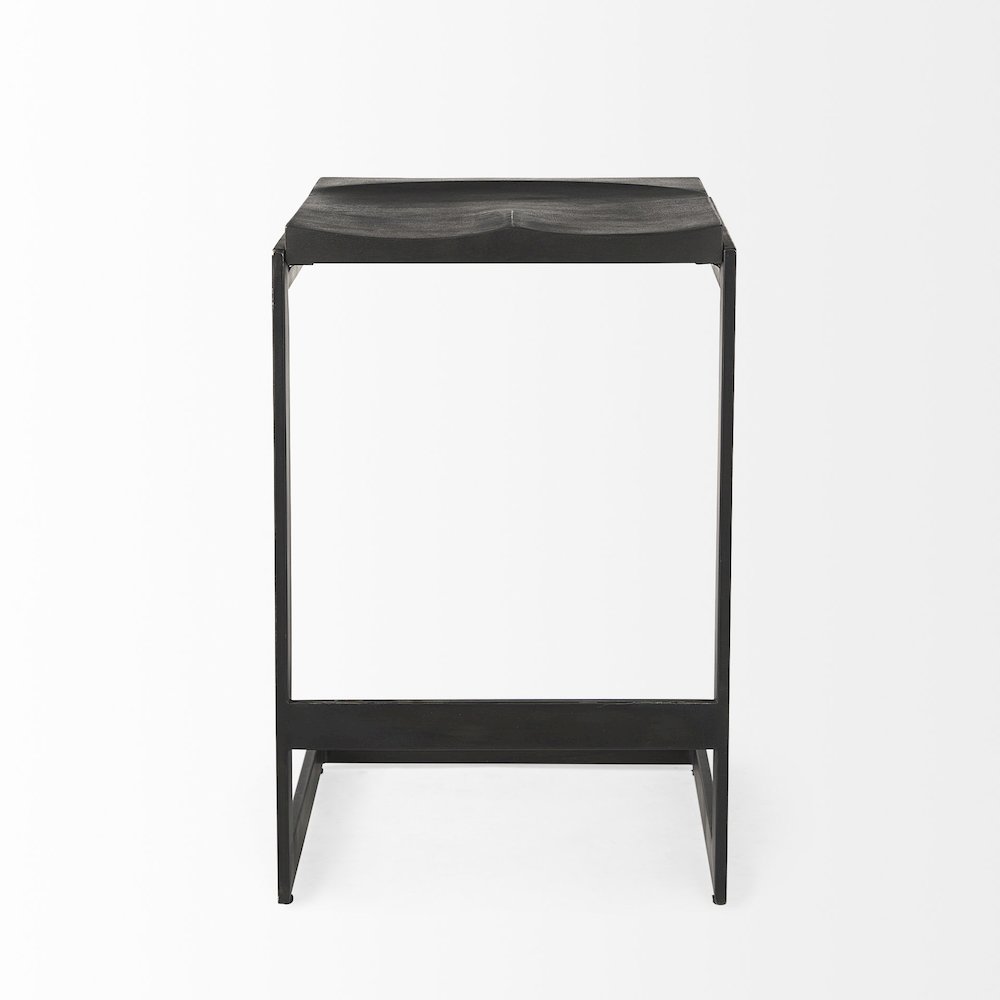 Black Wood Black Metal Base C-Shape Counter Stool. Picture 3