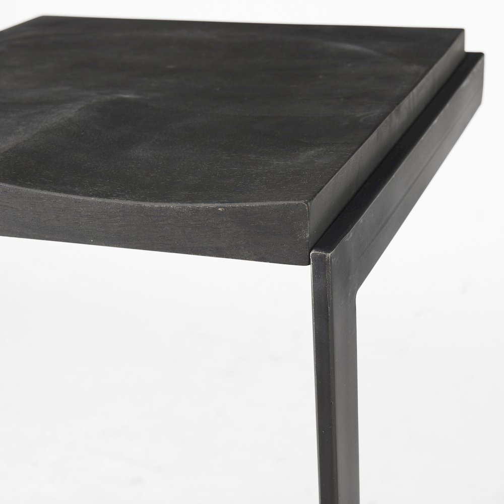 Black Wood Black Metal Base C-Shape Counter Stool. Picture 7