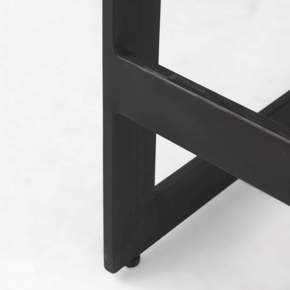 Black Wood Black Metal Base C-Shape Counter Stool. Picture 9