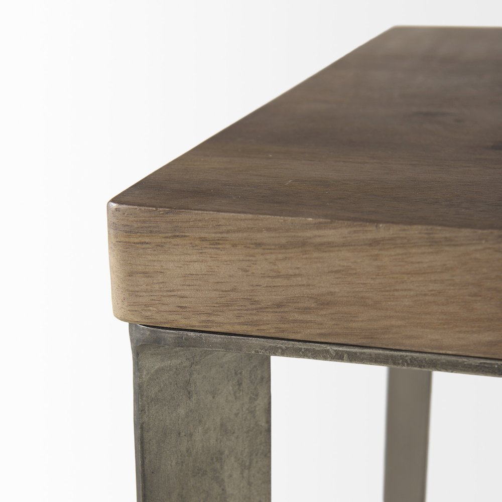 Faye (Set of 2) 19L x 19W x 26H Medium Brown WoodMetal Base Accent Tables. Picture 2