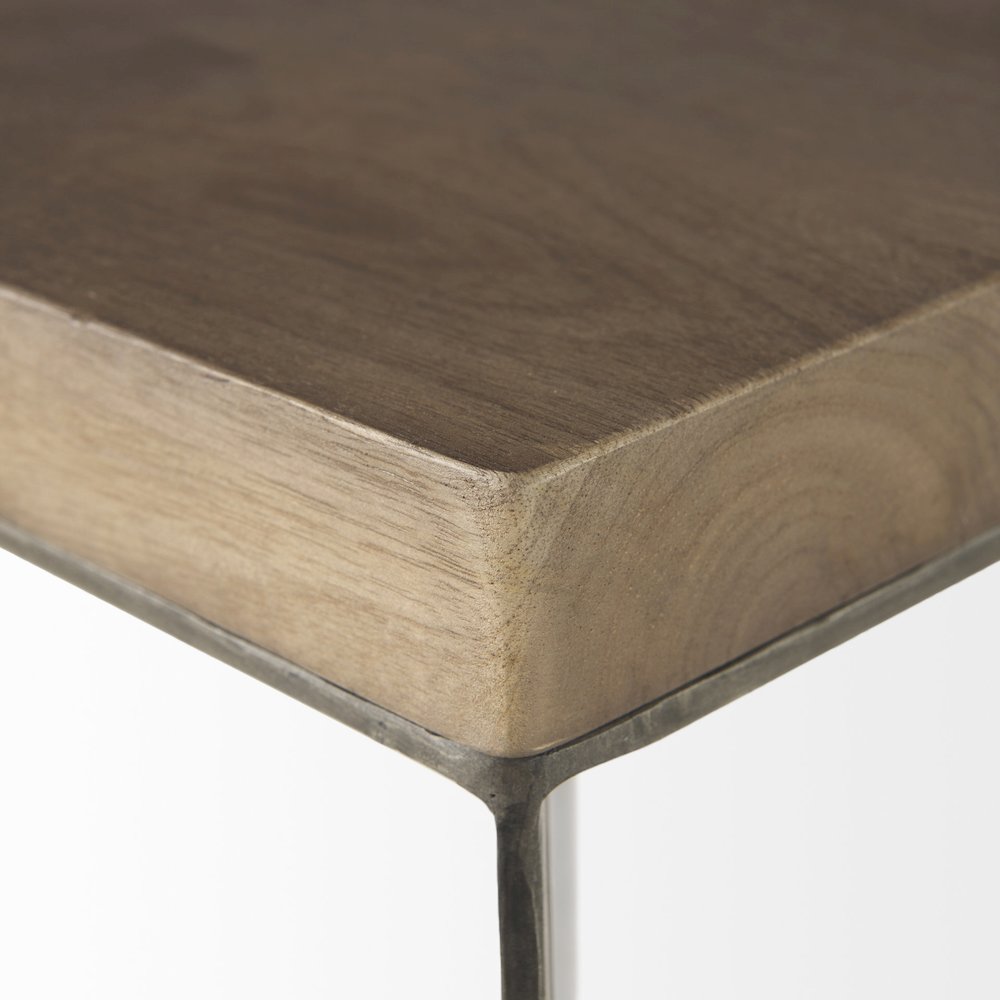 Faye (Set of 2) 19L x 19W x 26H Medium Brown WoodMetal Base Accent Tables. Picture 3
