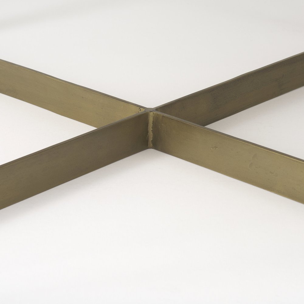 Beige Finished Woodgold Metal Base Square Coffee Table. Picture 2
