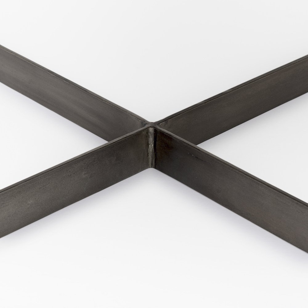 Medium Brown Woodantique Nickel Metal Base Square Coffee Table. Picture 8