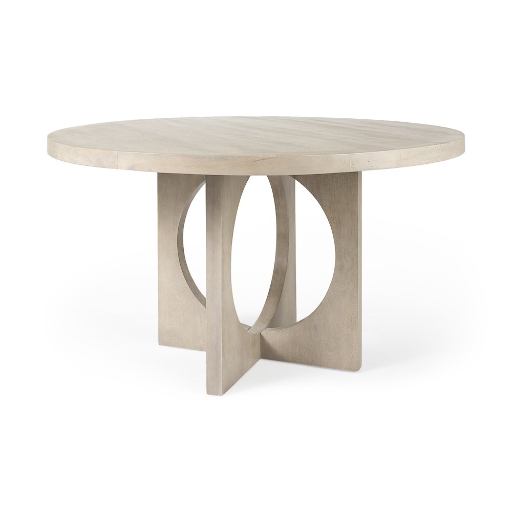 Liesl 54.L x 54.0W x 30.0H Barely Gray Finished Wood Circular Top Dining Table. Picture 1