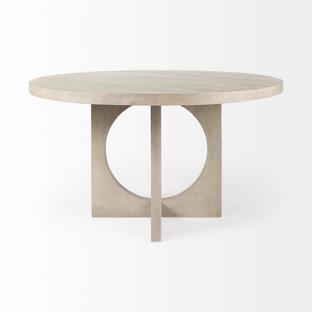 Liesl 54.L x 54.0W x 30.0H Barely Gray Finished Wood Circular Top Dining Table. Picture 6
