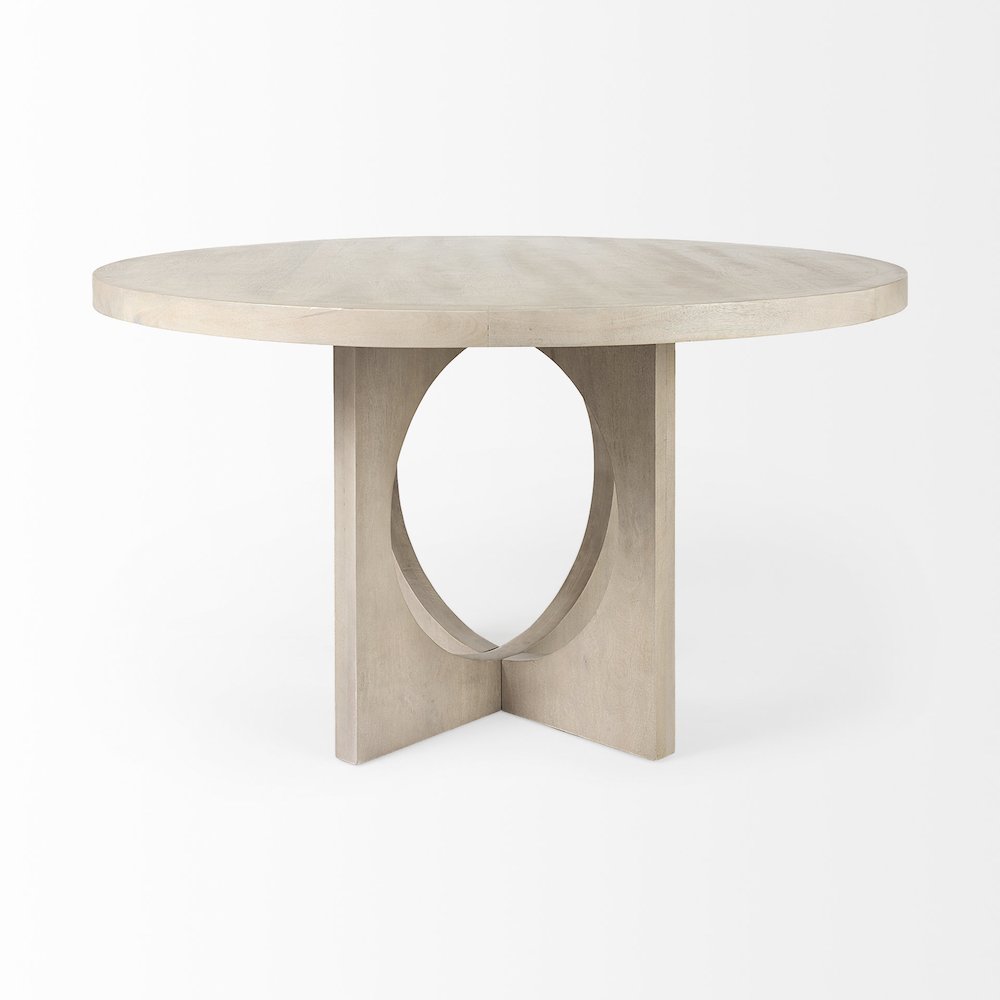 Liesl 54.L x 54.0W x 30.0H Barely Gray Finished Wood Circular Top Dining Table. Picture 7