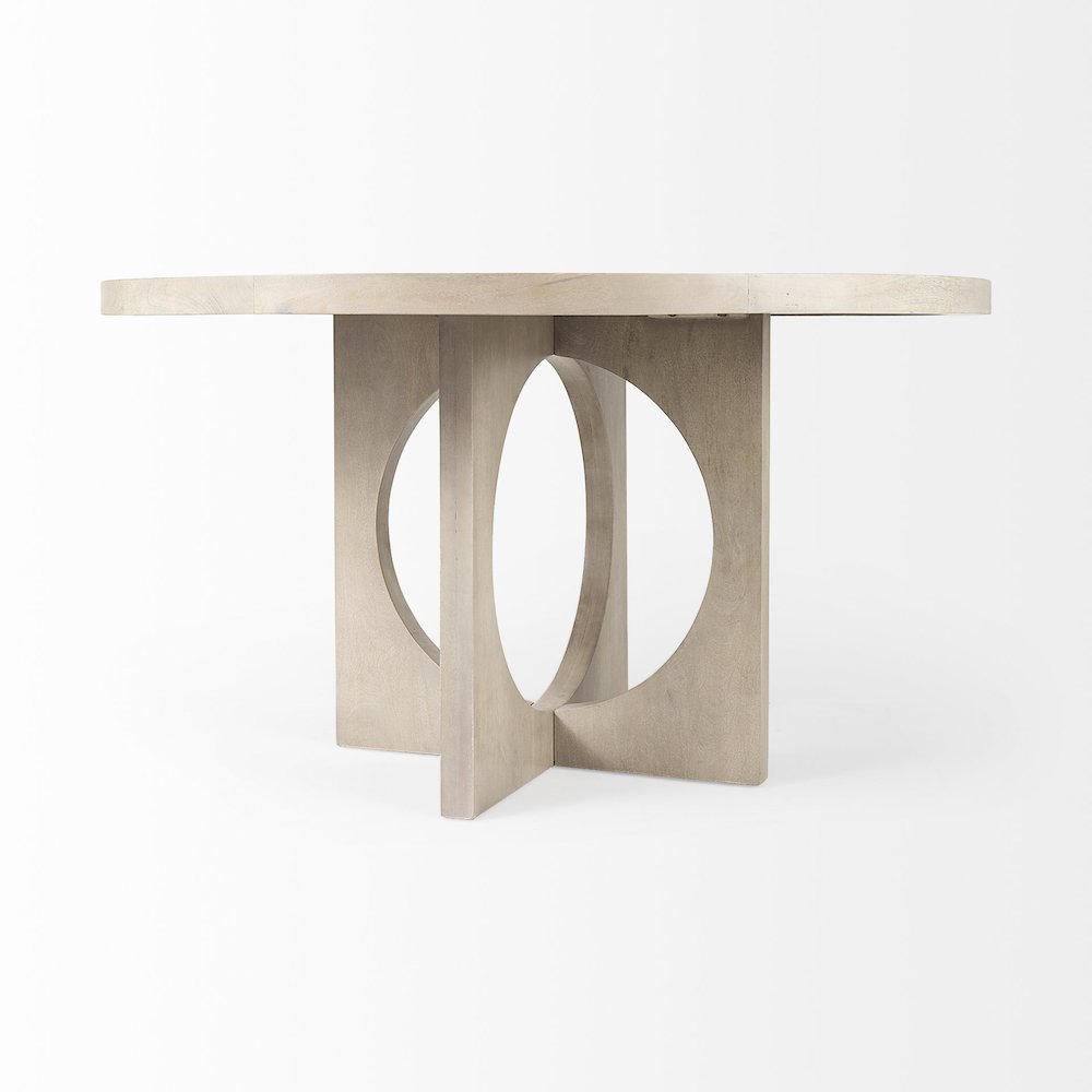 Liesl 54.L x 54.0W x 30.0H Barely Gray Finished Wood Circular Top Dining Table. Picture 8