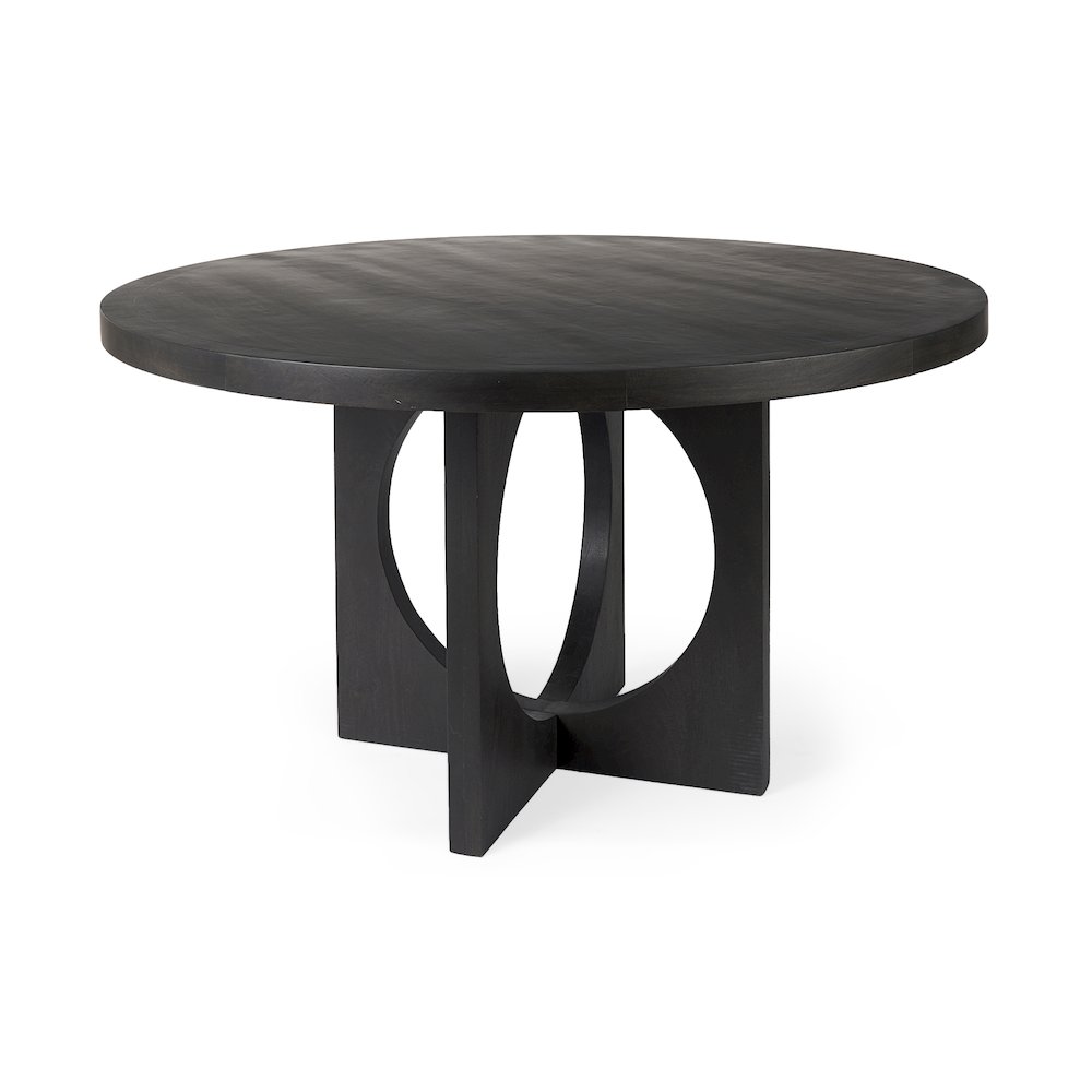 Liesl 54.L x 54.0W x 30.0H Black Wood Circular Top Dining Table. Picture 1