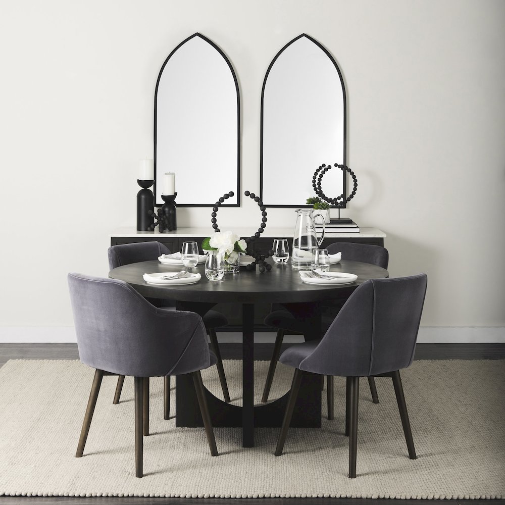 Liesl 54.L x 54.0W x 30.0H Black Wood Circular Top Dining Table. Picture 6