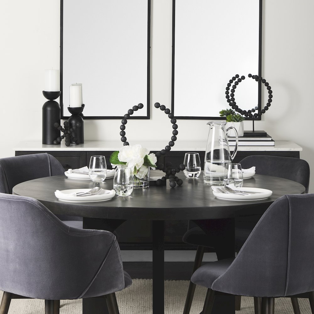 Liesl 54.L x 54.0W x 30.0H Black Wood Circular Top Dining Table. Picture 7
