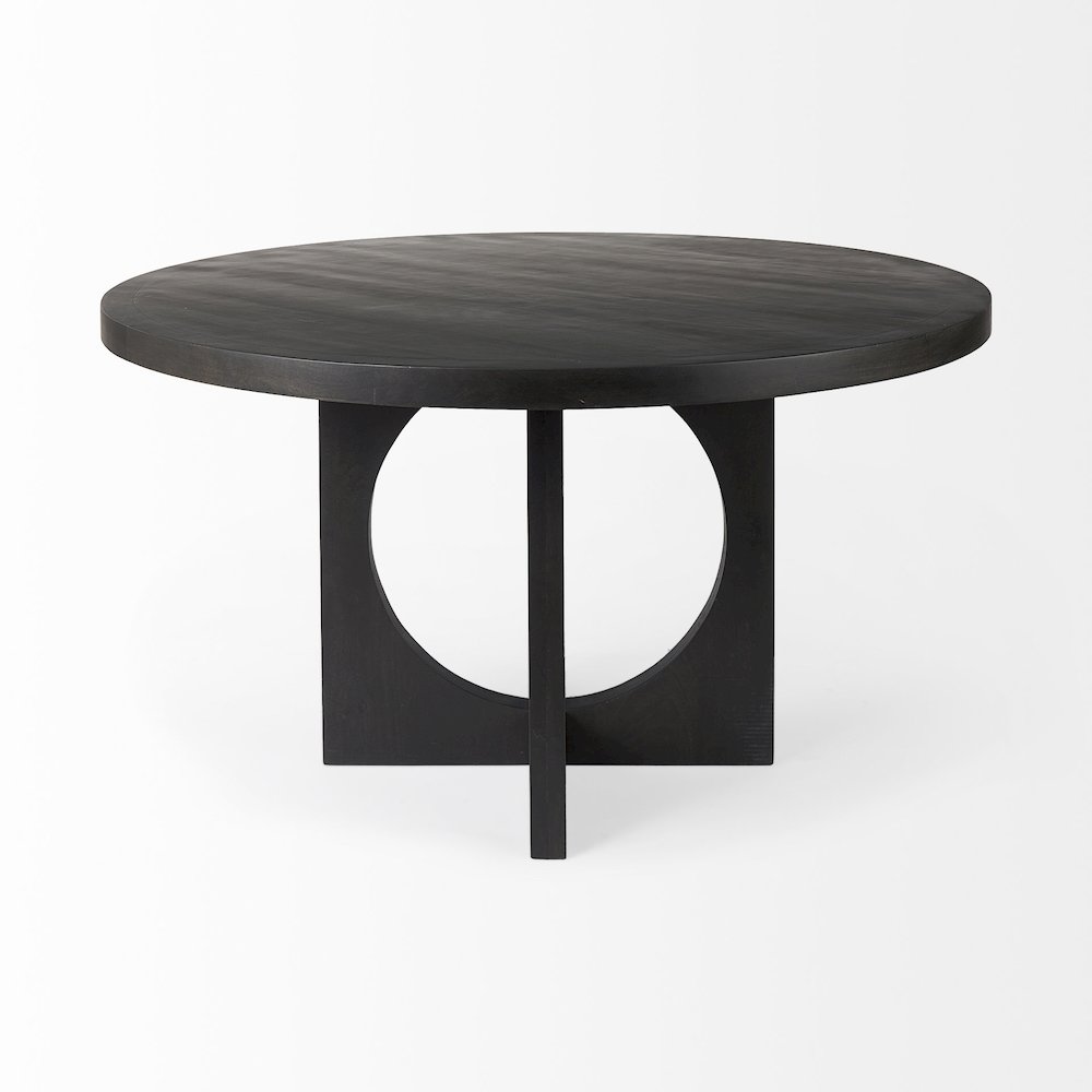 Liesl 54.L x 54.0W x 30.0H Black Wood Circular Top Dining Table. Picture 10