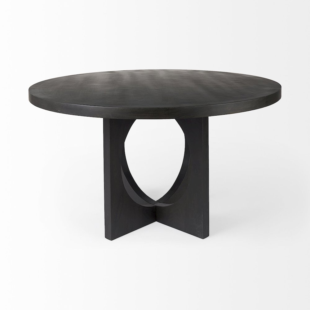 Liesl 54.L x 54.0W x 30.0H Black Wood Circular Top Dining Table. Picture 11