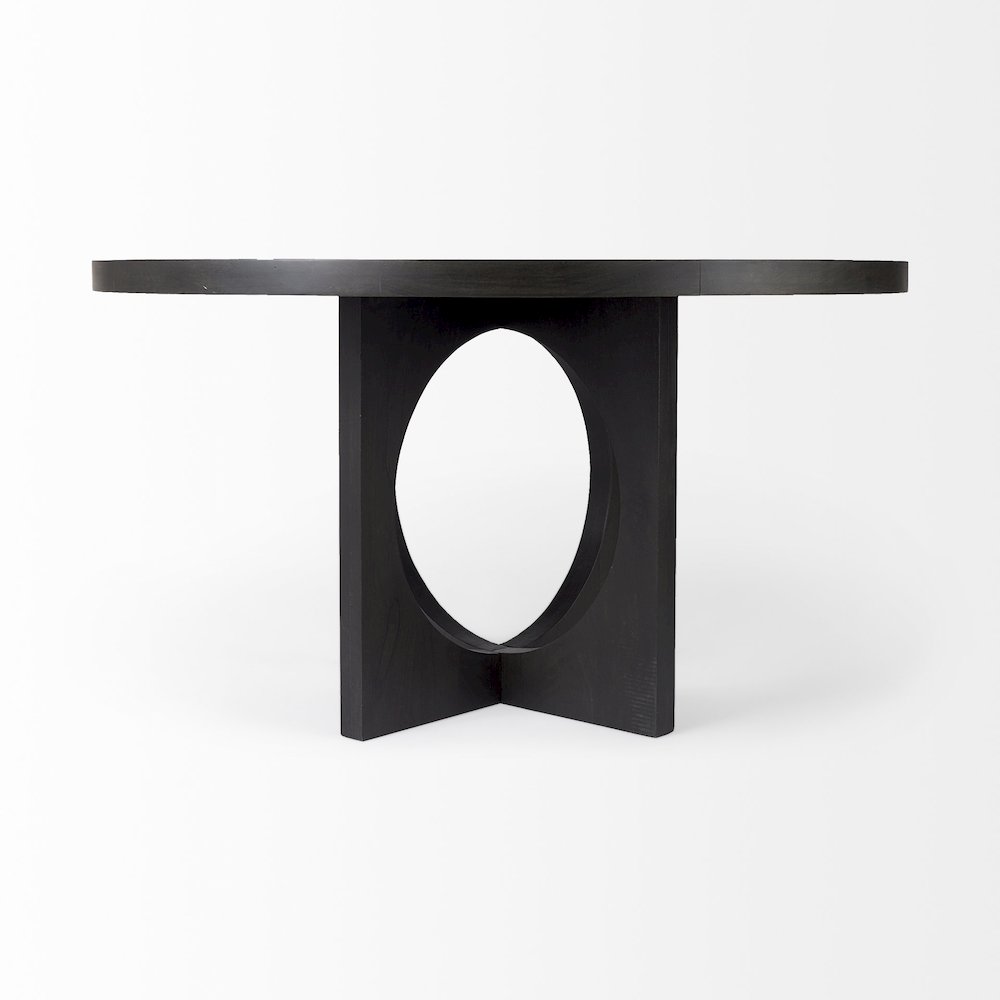 Liesl 54.L x 54.0W x 30.0H Black Wood Circular Top Dining Table. Picture 12