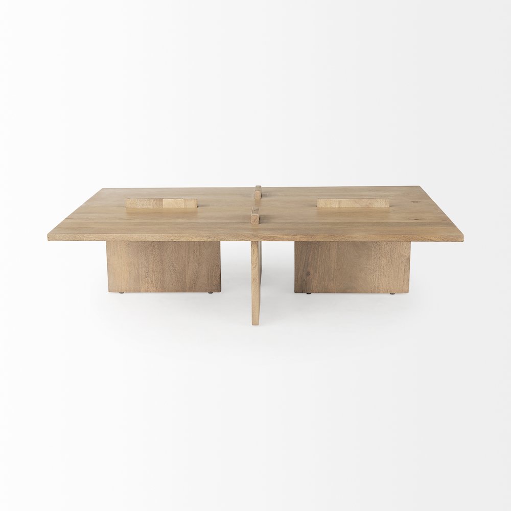 56 X 34 Rectangular Light Brown Wood Coffee Table. Picture 6