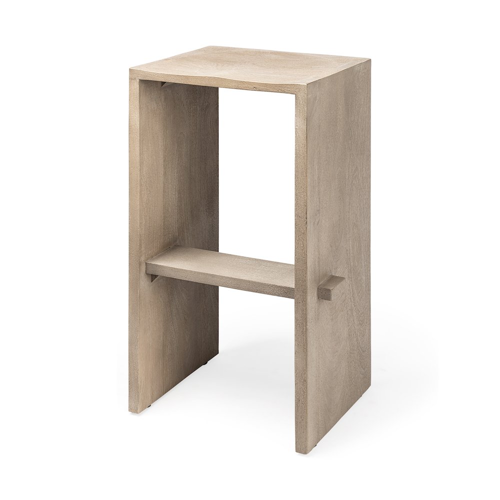 30" Seat Height Light Gray Wood Bar Stool. Picture 1