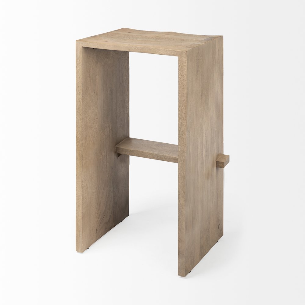30" Seat Height Light Brown Wood Bar Stool. Picture 7
